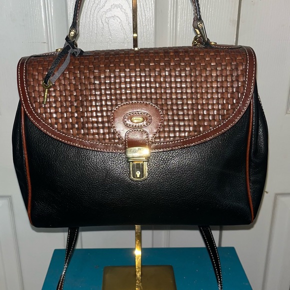 Bally Handbags - Bally Vintage Brown and Black Woven Leather Handbag